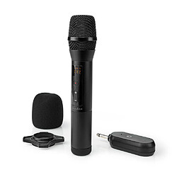 Alpexe Microphone Sans Fil | 20 Canaux | 1 Microphone | 10 heures d'autonomie | Récepteur | Noir 