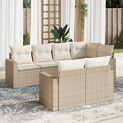 vidaXL Salon de jardin avec coussins 7 pcs beige résine tressée