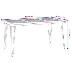 vidaXL Table de jardin avec pieds épingle à cheveux 160x80x75 acacia pas cher