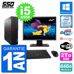 PC Lenovo M800 SFF Ecran 22" Intel Core i5-6500 RAM 64Go SSD 2To Windows 10 Wifi · Occasion 