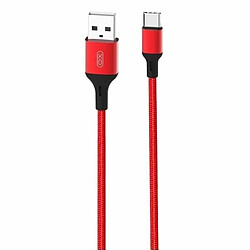 XO NB143 TPE durable universel USB vers USB-C (Type-C) Données et données Câble Chargeur Rapide 2,4A 1m Rouge