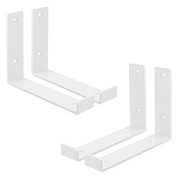 Lot de 4 Supports d'Étagère ML-Design 20x4x14 cm, en Métal, Blanc, Style Industriel