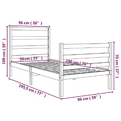 vidaXL Cadre de lit sans matelas blanc bois massif pas cher