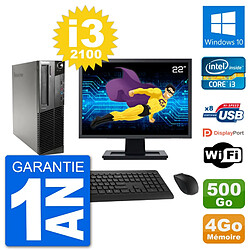 PC Lenovo M91p SFF Ecran 22" Intel i3-2100 RAM 4Go Disque 500Go Windows 10 Wifi · Occasion 