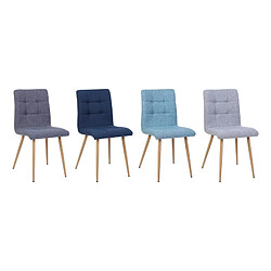 Acheter But Lot de 4 chaises POKE Tissu simili lin bleu et gris