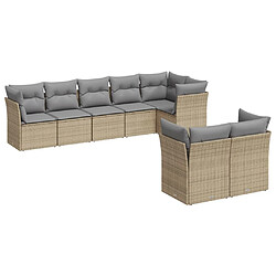 Maison Chic Salon de jardin avec coussins 8 pcs | Ensemble de Table et chaises | Mobilier d'Extérieur beige résine tressée -GKD77896