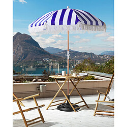 Beliani Parasol de jardin d 150 cm bleu et blanc MONDELLO