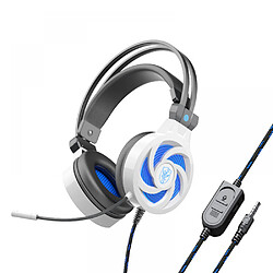 General Casque de jeu stéréo Pro à suppression de bruit sur l'oreille avec micro, basses surround, microphone omnidirectionnel à suppression de bruit, cache-oreilles à mémoire douce pour ordinateur portable Mac(Blanc) 