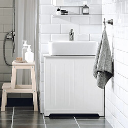 SoBuy BZR108-W Meuble sous Lavabo de Salle de Bain, Meuble sous évier, Meuble sous Vasque, Meuble évier de Cuisine avec 2 Portes 