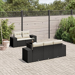 Maison Chic Ensemble Tables et chaises d'extérieur 6pcs avec coussins,Salon de jardin noir résine tressée -GKD890347