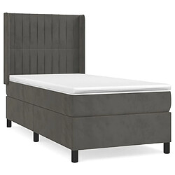 Maison Chic Lit Adulte - Lit simple Lit à sommier tapissier et matelas moelleux - Meuble de Chambre - Gris foncé 90x200 cm Velours -MN99987