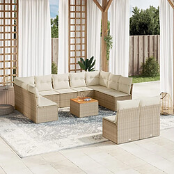 Maison Chic Salon de jardin avec coussins 12 pcs, Ensemble Tables et chaises de jardin, beige résine tressée -GKD591194