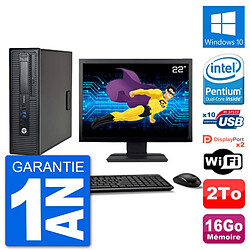 PC HP EliteDesk 800 G1 Ecran 22" Intel G3220 RAM 16Go Disque 2To Windows 10 Wifi - Occasion