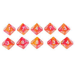 10pcs 10 face d10 polyhedral dice couleur double pour dg rpg mtg orange rouge