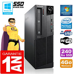 PC Lenovo M92p SFF Intel G630 Ram 4Go Disque 240 Go SSD Graveur DVD Wifi W7 - Occasion