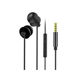 LUUCOZK Écouteurs intra-auriculaires filaires universels avec prise jack 3,5 mm et microphone - Noir 