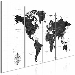 Paris Prix Tableau 5 Panneaux Black & White Map Narrow 80 x 200 cm 