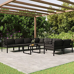 Maison Chic Ensemble Tables et chaises d'extérieur 9 pcs avec coussins,Salon de jardin Aluminium Anthracite -GKD734920