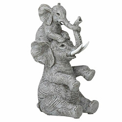 Paris Prix Statuette Déco Éléphant avec Enfant 23cm Gris