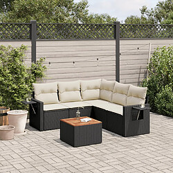 vidaXL Salon de jardin 6 pcs avec coussins noir résine tressée 