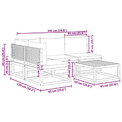 Acheter vidaXL Salon de jardin avec coussins 5 pcs Bois d'acacia solide