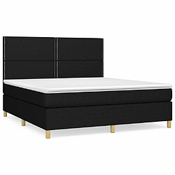 Maison Chic Structures de lit + matelas,Lit à sommier tapissier avec matelas Noir 180x200 cm Tissu -MN49067