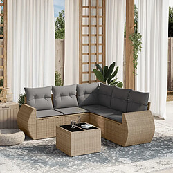 vidaXL Salon de jardin avec coussins 6 pcs beige résine tressée 