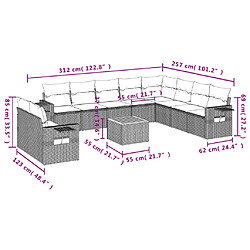 Avis vidaXL Salon de jardin 11 pcs avec coussins noir résine tressée