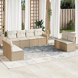 Maison Chic Salon de jardin avec coussins 8 pcs | Ensemble de Table et chaises | Mobilier d'Extérieur beige résine tressée -GKD19169