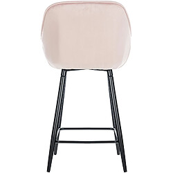 Avis Decoshop26 Lot de 2 tabourets de bar chaises hautes assise effet capitonnée en velours rose et métal noir 10_0004164