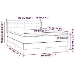 vidaXL Sommier à lattes de lit et matelas Gris foncé 140x190cm Velours pas cher