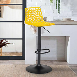 Tabouret Design Cuisine Bar Base Noire Mate Réglable Grand Soleil Spider Matt, Couleur: Jaune