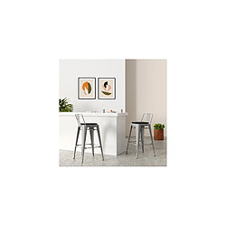 Avis ICONIK INTERIOR Lot de 4 tabourets de bar avec dossier - Design industriel - 60cm - Nouvelle édition - Stylix Noir