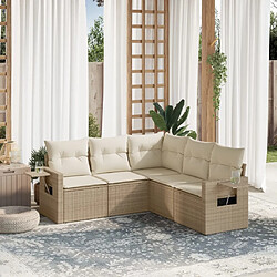 vidaXL Salon de jardin avec coussins 5 pcs beige résine tressée 