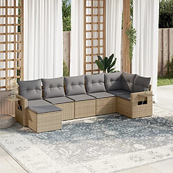 vidaXL Salon de jardin avec coussins 7 pcs beige résine tressée 