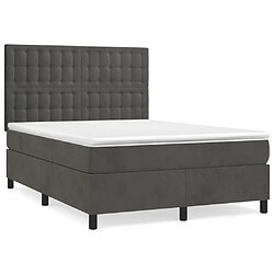 Maison Chic Lit Adulte - Lit simple Lit à sommier tapissier et matelas moelleux - Meuble de Chambre - Gris foncé 140x190cm Velours -MN99694