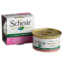 NC Boîte Pâtée au Filets de Poulet avec Jambon en Gelée pour Chat - Schesir - 85g