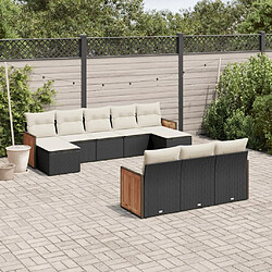 Maison Chic Salon de jardin 10 pcs avec coussins, Ensemble Tables et chaises d'extérieur noir résine tressée -GKD143920