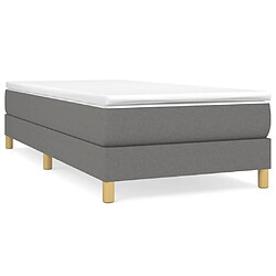 vidaXL Sommier à lattes de lit avec matelas Gris foncé 100x200cm Tissu