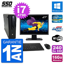 PC HP ProDesk 400 G1 SFF Ecran 27" i7-4790 RAM 16Go SSD 240Go Windows 10 Wifi - Occasion