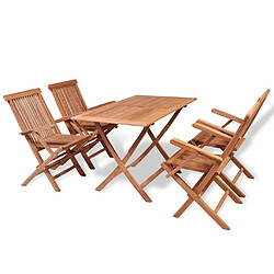 Maison Chic Mobilier à dîner 5 pcs de jardin - Ensemble table et chaises d'extérieur - Salon/Mobilier de jardin classique Bois de teck massif -MN31596