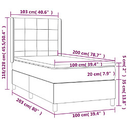 vidaXL Sommier à lattes de lit avec matelas Gris foncé 100x200cm Tissu pas cher