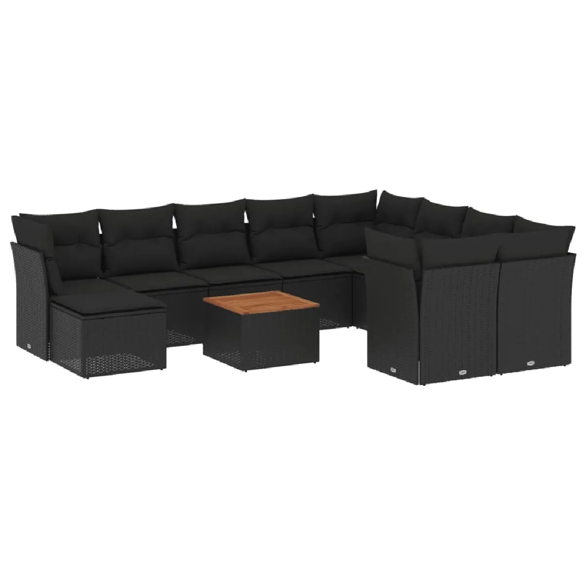 Maison Chic Salon de jardin 11 pcs avec coussins, Ensemble Tables et chaises d'extérieur noir résine tressée -GKD957251