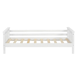 Acheter Lit d'Enfant Design Cadre Stylé Structure Solide Capacité de Charge 50 kg Bois de Pin Contreplaqué 140 x 70 cm Blanc Mat Laqué [en.casa]