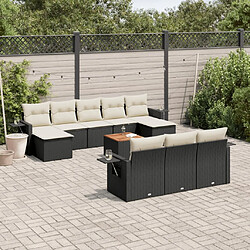 Maison Chic Salon de jardin 11 pcs avec coussins, Ensemble Tables et chaises d'extérieur noir résine tressée -GKD367596