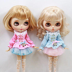 Blous manches bleues surdimensionné rose clair jupe chaussettes chaussettes réglées pour blythe