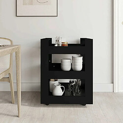 Avis Maison Chic Desserte de cuisine | Chariot de cuisine | Meuble de rangement roulant Noir 60x45x80 cm Bois d'ingénierie -GKD31106