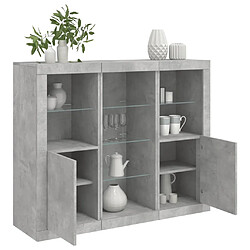 Maison Chic Lot de 3 Commode Buffet - Meuble de rangements avec lumières LED gris béton bois d'ingénierie -GKD22198