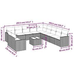 Avis vidaXL Salon de jardin avec coussins 12 pcs beige résine tressée