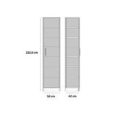 Inside 75 Armoire de rangement 1 porte blanc mat largeur 50 cm profondeur 42 cm